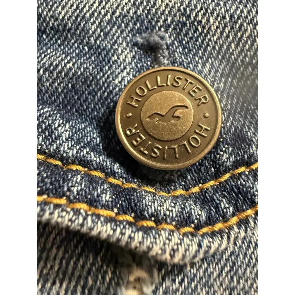 Abercrombie & Fitch Hollister Jean Jacket Sz Med Y2K Distressed